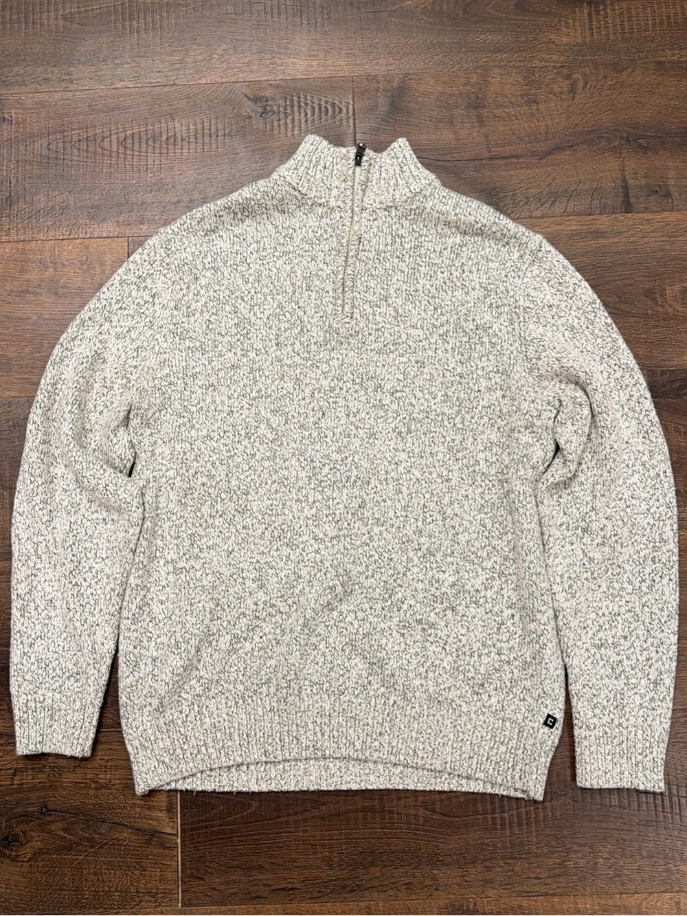 Chaps Mens M Gray Marled Quarter Zip Sweater Mock Neck Knit Preppy Heritage